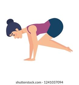 woman practicing yoga position