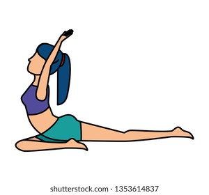 woman practicing yoga position