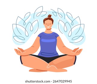 Woman practicing yoga. Relaxation, self care, harmony, meditation, healthy lifestyle