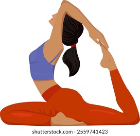 Woman practicing yoga. Sport female character. Vector illustration for sports blog. Concept of meditation, relax and recreation, healthy lifestyle