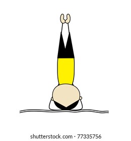 Woman practicing yoga, stand on head