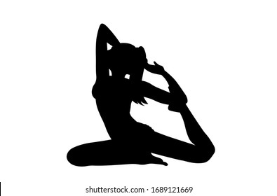 Woman practicing yoga vector illustration isolated on white background.