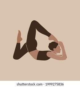 Woman practicing yoga. Vector illustration. 