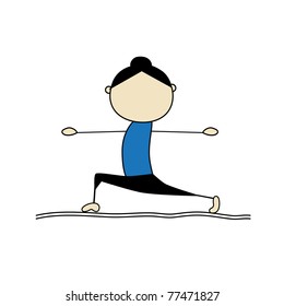 Woman practicing yoga, warrior pose