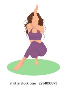 Woman practicing yoga.Woman doing yoga. Vector illustration in flat style.