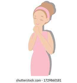 Woman pray concept on white background. Creative idea design. Flat vector illustration for template, brochure or presentation