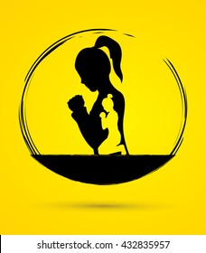 Woman prayer graphic vector.
