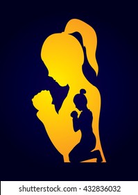 Woman prayer graphic vector.