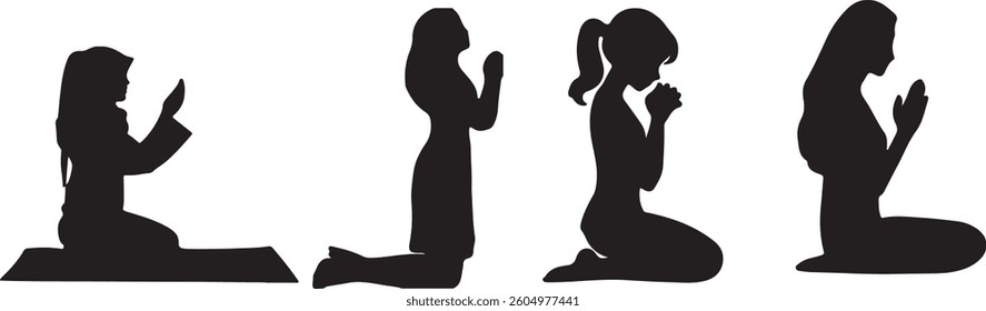 
woman prayer sihlouete. vector design