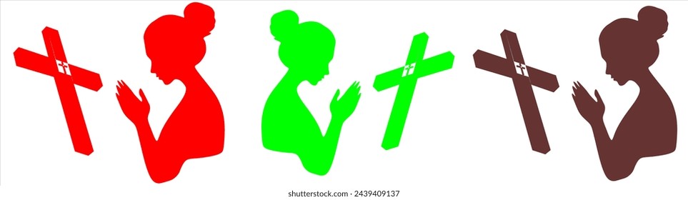 Woman praying Colourful Vector illustration.