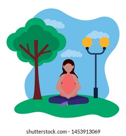 woman pregnancy belly and maternity in the park vector illustration