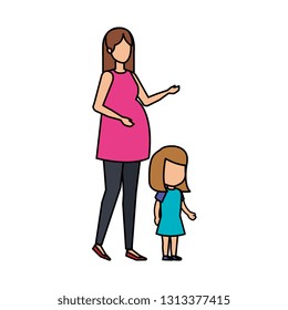 woman pregnancy with daughter