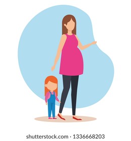 woman pregnancy with daughter