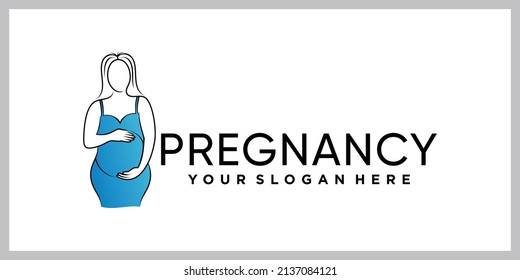 Woman pregnancy logo design template with creative modern concept