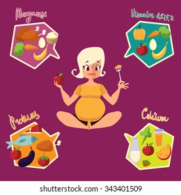 Woman Pregnancy Nutrition Infographic Contain Of Daily Nutrients, Health Infographic Vector Illustration.