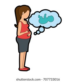 woman pregnant with baby in dream bubble