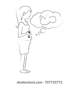 woman pregnant with baby in dream bubble