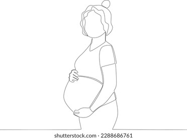 A woman is pregnant. Pregnant and breastfeeding one-line drawing