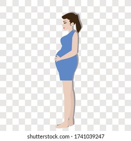 Woman pregnant concept on transparency background. Creative idea design. Flat vector illustration for template, brochure or presentation.