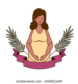 woman pregnant with decorative ribbon