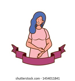 woman pregnant with decorative ribbon