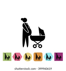 Woman pregnant with her second child icon