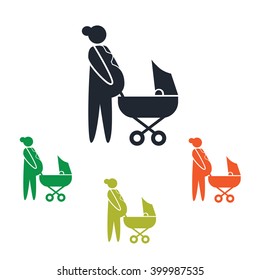 Woman pregnant with her second child icon