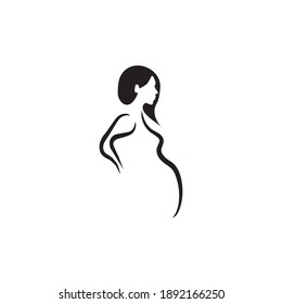 Woman pregnant icon logo design vector template