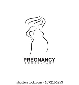 Woman pregnant icon logo design vector template