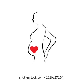 Woman Pregnant, line icon. Vector illustration. Flat.