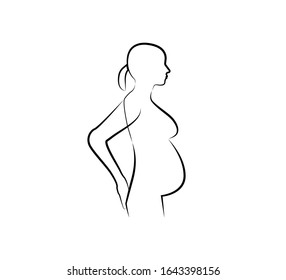 Woman Pregnant line icon. Vector illustration. Flat.