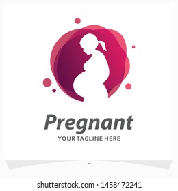 Woman Pregnant Logo Design Template