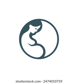 Woman Pregnant Nature Logo Vektorillustration Vorlage Design