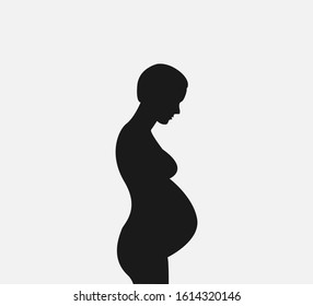 Woman Pregnant, silhouette icon. Vector illustration. Flat.