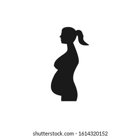 Woman Pregnant, silhouette icon. Vector illustration. Flat.