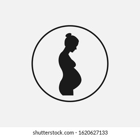 Woman Pregnant, silhouette icon. Vector illustration. Flat.