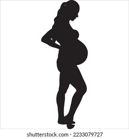 Woman Pregnant, silhouette icon. Vector 