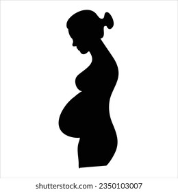 Woman Pregnant, silhouette icon.flat illustration on white background..eps