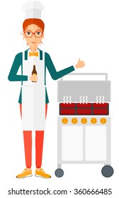 Woman preparing barbecue.