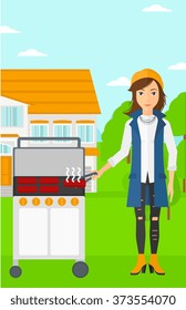 Mujer preparando parrillada.