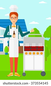 Woman preparing barbecue.
