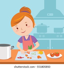 Woman preparing food in kitchen