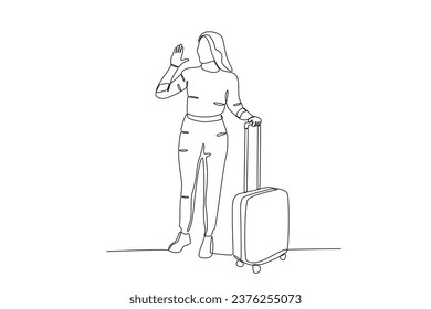 A woman preparing for the holidays. Staycation one-line drawing