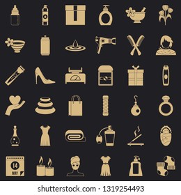 Woman present icons set. Simple style of 36 woman present vector icons for web for any design