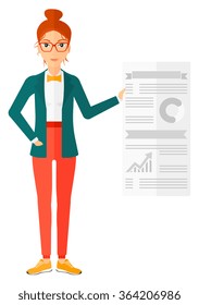 Woman presenting report.