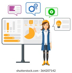 Woman presenting report.