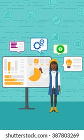 Woman presenting report.