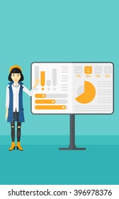 Woman presenting report.