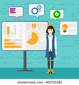 Woman presenting report.
