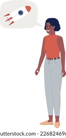 Woman presenting startup project semi flat color vector character. Editable figure. Full body person on white. Simple cartoon style spot illustration for web graphic design and animation